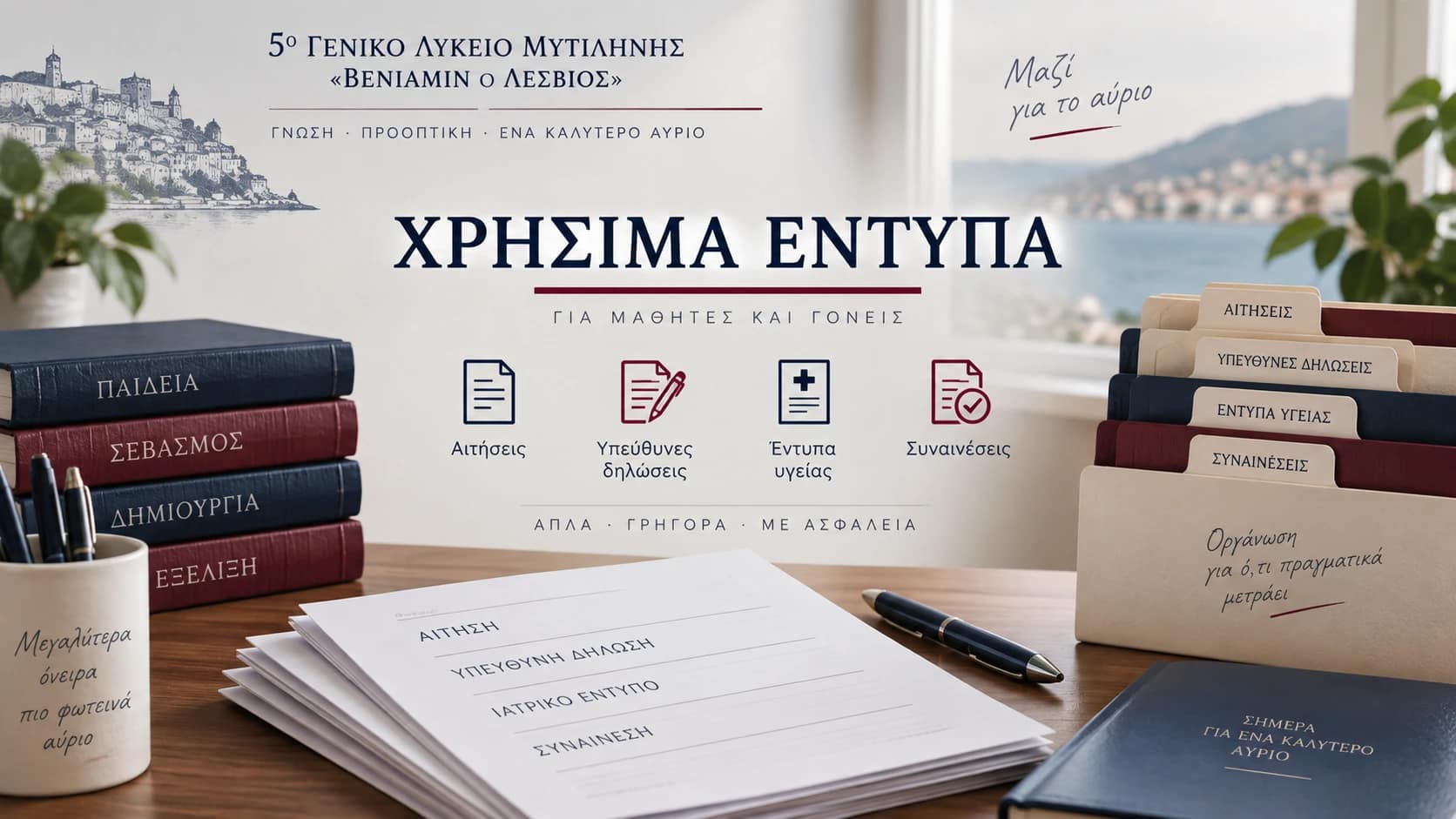 Χρήσιμα έντυπα για μαθητές και γονείς του 5ου Γενικού Λυκείου Μυτιλήνης