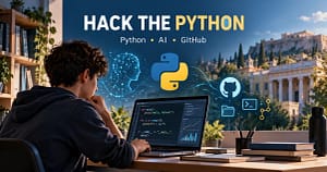 Μαθητής προγραμματίζει σε Python σε υπολογιστή – πρόγραμμα Hack The Python του ΚΕΔΙΒΙΜ ΟΠΑ